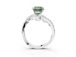Fancy Green Princess Cut Diamond Solitaire Ring in White gold with Pavé Twist Band and Prong Setting_3