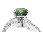 Fancy Green Princess Cut Diamond Solitaire Ring in White gold with Pavé Twist Band and Prong Setting_4