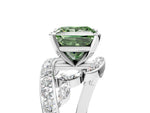 Fancy Green Princess Cut Diamond Solitaire Ring in White gold with Pavé Twist Band and Prong Setting_5