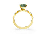 Fancy Green Princess Cut Diamond Solitaire Ring in Yellow gold with Twisted Ribbon Band and Round Accents_3