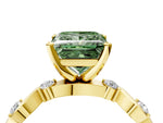 Fancy Green Princess Cut Diamond Solitaire Ring in Yellow gold with Twisted Ribbon Band and Round Accents_4