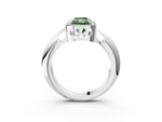 Fancy Green Radiant Cut Diamond Halo Engagement Ring in Silver with Plain Split Shank and Prong Setting_9