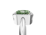 Fancy Green Radiant Cut Diamond Halo Engagement Ring in White gold with Plain Split Shank and Prong Setting_5