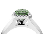 Fancy Green Radiant Cut Diamond Halo Ring in Platinum with Cathedral Band and Prong Setting_10