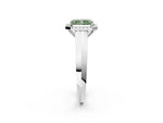 Fancy Green Radiant Cut Diamond Halo Ring in Platinum with Cathedral Band and Prong Setting_8