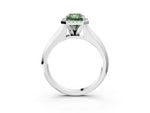 Fancy Green Radiant Cut Diamond Halo Ring in Platinum with Cathedral Band and Prong Setting_9