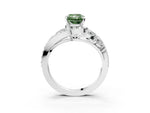 Fancy Green Radiant Cut Diamond Halo Ring in White gold with Marquise and Pavé Band in Prong Setting_3