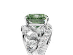 Fancy Green Radiant Cut Diamond Halo Ring in White gold with Marquise and Pavé Band in Prong Setting_5