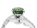 Fancy Green Radiant Cut Diamond Solitaire Ring in Platinum with Pavé Twist Band and Prong Setting_10