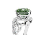 Fancy Green Radiant Cut Diamond Solitaire Ring in Platinum with Pavé Twist Band and Prong Setting_11