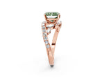 Fancy Green Radiant Cut Diamond Solitaire Ring in Rose gold with Pavé Twist Band and Prong Setting_2