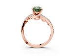 Fancy Green Radiant Cut Diamond Solitaire Ring in Rose gold with Pavé Twist Band and Prong Setting_3