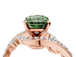 Fancy Green Radiant Cut Diamond Solitaire Ring in Rose gold with Pavé Twist Band and Prong Setting_4