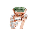 Fancy Green Radiant Cut Diamond Solitaire Ring in Rose gold with Pavé Twist Band and Prong Setting_5