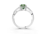 Fancy Green Radiant Cut Diamond Solitaire Ring in Silver with Interwoven Pavé Band and Prong Setting_9