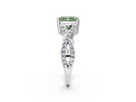 Fancy Green Radiant Cut Diamond Solitaire Ring in White gold with Interwoven Pavé Band and Prong Setting_2