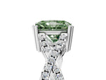 Fancy Green Radiant Cut Diamond Solitaire Ring in White gold with Interwoven Pavé Band and Prong Setting_5