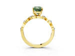 Fancy Green Radiant Cut Diamond Solitaire Ring in Yellow gold with Twisted Ribbon Band and Round Accents_3