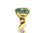 Fancy Green Radiant Cut Diamond Solitaire Ring in Yellow gold with Twisted Ribbon Band and Round Accents_5