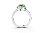 Fancy Green Round Cut Diamond Halo Engagement Ring in White gold with Milgrain Detail and Pavé Band_3