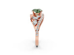Fancy Green Round Cut Diamond Halo Ring in Rose gold with Marquise and Pavé Band in Prong Setting_2