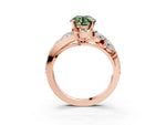 Fancy Green Round Cut Diamond Halo Ring in Rose gold with Marquise and Pavé Band in Prong Setting_3