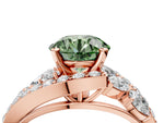 Fancy Green Round Cut Diamond Halo Ring in Rose gold with Marquise and Pavé Band in Prong Setting_4