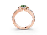 Fancy Green Round Cut Diamond Halo Ring in Rose gold with Split Shank Band and Prong Setting_3