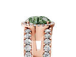 Fancy Green Round Cut Diamond Halo Ring in Rose gold with Split Shank Band and Prong Setting_5