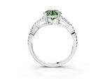 Fancy Green Round Cut Diamond Solitaire Ring in Platinum with Interwoven Pavé Band and Prong Setting_9