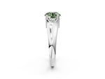 Fancy Green Round Cut Diamond Solitaire Ring in Platinum with Smooth Wide Band and Prong Setting_14