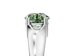Fancy Green Round Cut Diamond Solitaire Ring in Platinum with Smooth Wide Band and Prong Setting_17
