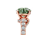 Fancy Green Round Cut Diamond Solitaire Ring in Rose gold with Crossover Gallery and Round Pavé Band_5
