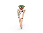 Fancy Green Round Cut Diamond Solitaire Ring in Rose gold with Pavé Twist Band and Prong Setting_2