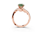 Fancy Green Round Cut Diamond Solitaire Ring in Rose gold with Pavé Twist Band and Prong Setting_3