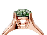 Fancy Green Round Cut Diamond Solitaire Ring in Rose gold with Smooth Wide Band and Prong Setting_4