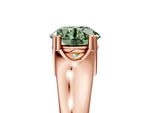Fancy Green Round Cut Diamond Solitaire Ring in Rose gold with Smooth Wide Band and Prong Setting_5