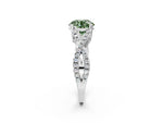 Fancy Green Round Cut Diamond Solitaire Ring in White gold with Interwoven Pavé Band and Prong Setting_2