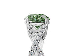 Fancy Green Round Cut Diamond Solitaire Ring in White gold with Interwoven Pavé Band and Prong Setting_5
