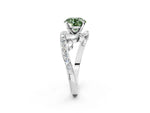 Fancy Green Round Cut Diamond Solitaire Ring in White gold with Pavé Twist Band and Prong Setting_2
