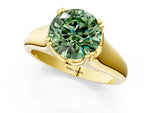 Fancy Green Round Cut Diamond Solitaire Ring in Yellow gold with Smooth Wide Band and Prong Setting_1