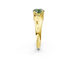 Fancy Green Round Cut Diamond Solitaire Ring in Yellow gold with Smooth Wide Band and Prong Setting_2