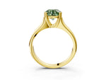 Fancy Green Round Cut Diamond Solitaire Ring in Yellow gold with Smooth Wide Band and Prong Setting_3