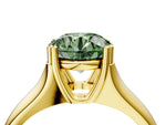 Fancy Green Round Cut Diamond Solitaire Ring in Yellow gold with Smooth Wide Band and Prong Setting_4