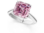 Fancy Pink Asscher Cut Diamond Cathedral Solitaire Engagement Ring in White gold with Prong Setting_1