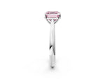 Fancy Pink Asscher Cut Diamond Cathedral Solitaire Engagement Ring in White gold with Prong Setting_2