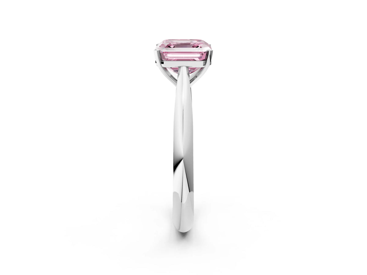 Fancy Pink Asscher Cut Diamond Cathedral Solitaire Engagement Ring in White gold with Prong Setting_2