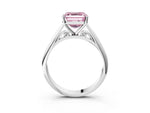 Fancy Pink Asscher Cut Diamond Cathedral Solitaire Engagement Ring in White gold with Prong Setting_3