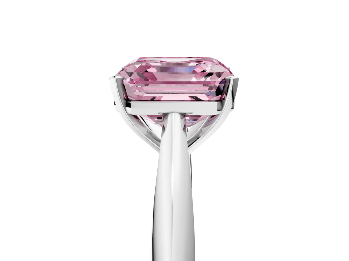Fancy Pink Asscher Cut Diamond Cathedral Solitaire Engagement Ring in White gold with Prong Setting_5