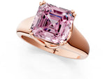 Fancy Pink Asscher Cut Diamond Solitaire Ring in Rose gold with Smooth Wide Band and Prong Setting_1